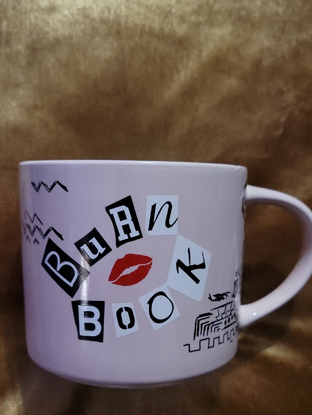 Pink Burn Book Ceramic Mug with Lip Print